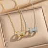 Wholesale Women's Light Luxury Gold Plated Copper And Zircon O Word Chain Necklace With Letter Number Text Shape Pendant