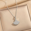 Wholesale Women's Light Luxury Gold Plated Copper Inlaid With Zircon Fanshaped Skirt Necklace Pendant Jewelry