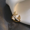 Wholesale Women's Light Luxury Golden Butterfly Ring Copper Electroplated Design
