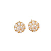 Wholesale Women's Light Luxury Goldplated Copper Flower Stud Earrings With Diamond Inlay