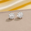 Wholesale Women's Light Luxury Goldplated Copper Flower Stud Earrings With Diamond Inlay