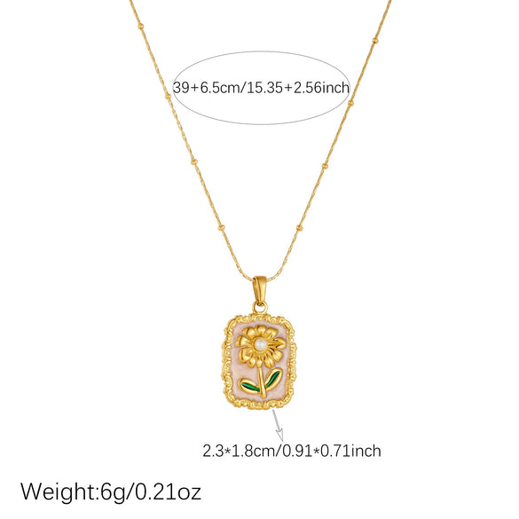 Wholesale Women's Light Luxury Goldplated Stainless Steel Flower Pattern Bamboo Chain Necklace