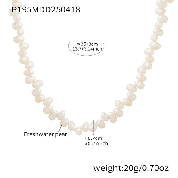 Wholesale Women's Light Luxury Handmade Natural Freshwater Cultured Pearl Necklace With Geometric Pattern 316L Stainless Steel Pendant And Regular Chain Electroplated