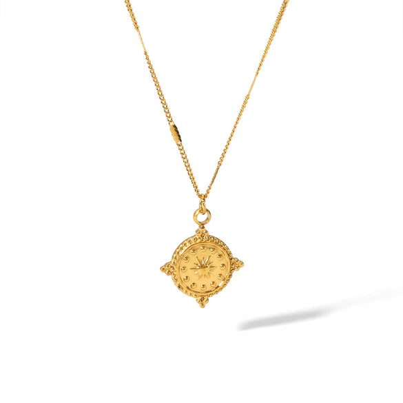 Wholesale Women's Light Luxury Heart Pendant Stainless Steel Clavicle Chain With Geometric Pattern And Electroplating Handmade Necklace
