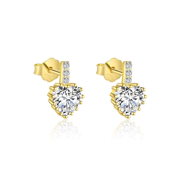 Wholesale Women's Light Luxury Heart Shape 925 Sterling Silver Earrings With Zirconia