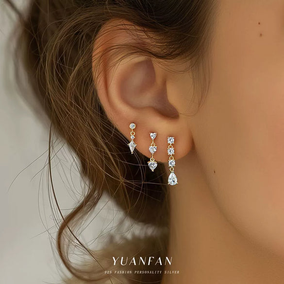 Wholesale Women's Light Luxury Heart Shape 925 Sterling Silver Earrings With Zirconia