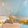 Wholesale Women's Light Luxury Heart Shaped Zircon Inlaid Titanium Steel And Gold Plated Copper Necklace With Oshaped Chain
