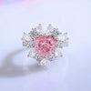 Wholesale Women's Light Luxury Heartshaped 925 Sterling Silver Pink High Carbon Diamond Ring With Ice Flower Cut