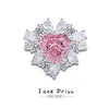 Wholesale Women's Light Luxury Heartshaped 925 Sterling Silver Pink High Carbon Diamond Ring With Ice Flower Cut