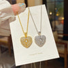 Wholesale Women's Light Luxury Heartshaped Zircon Inlaid Copper Pendant Titanium Steel Oshaped Chain Necklace