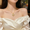 Wholesale Women's Light Luxury Heartshaped Zircon Inlaid Copper Pendant Titanium Steel Oshaped Chain Necklace