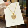 Wholesale Women's Light Luxury Heartshaped Zircon Inlaid Copper Pendant Titanium Steel Oshaped Chain Necklace