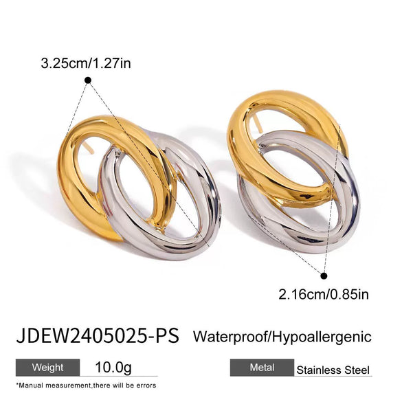 Wholesale Women's Light Luxury High End Circle Earrings In Stainless Steel With Geometric Pattern And Electroplating