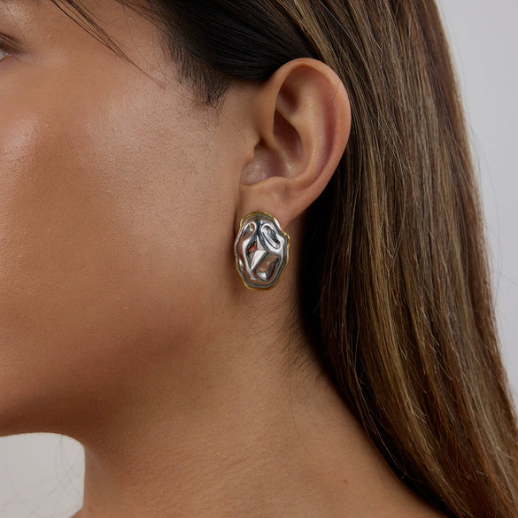 Wholesale Women's Light Luxury High End Color Matching Earrings In Geometric Shape Made Of Stainless Steel With Electroplating