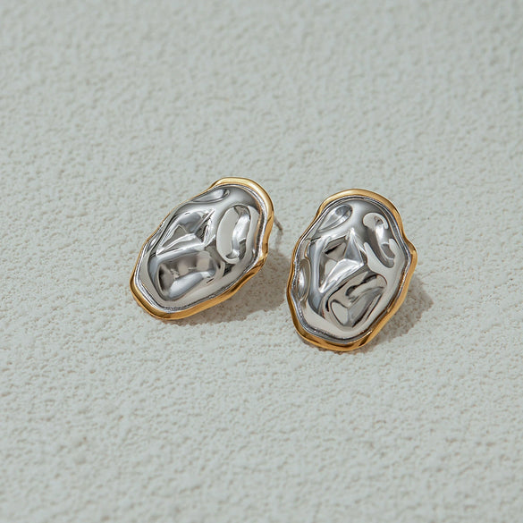 Wholesale Women's Light Luxury High End Color Matching Earrings In Geometric Shape Made Of Stainless Steel With Electroplating