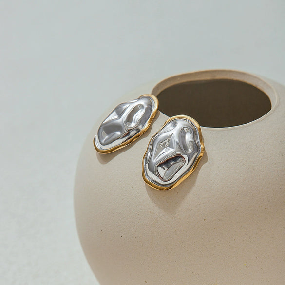 Wholesale Women's Light Luxury High End Color Matching Earrings In Geometric Shape Made Of Stainless Steel With Electroplating