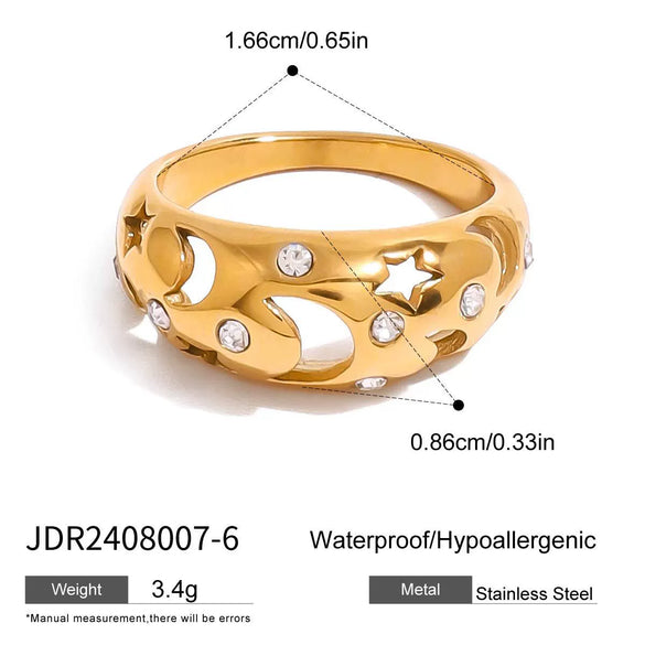 Wholesale Women's Light Luxury High End Diamond Ring In Geometric Styling Made Of Titanium Steel And Stainless Steel With Electroplating Treatment