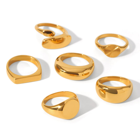 Wholesale Women's Light Luxury High End Geometric Stainless Steel Ring With Pvd Vacuum Plating