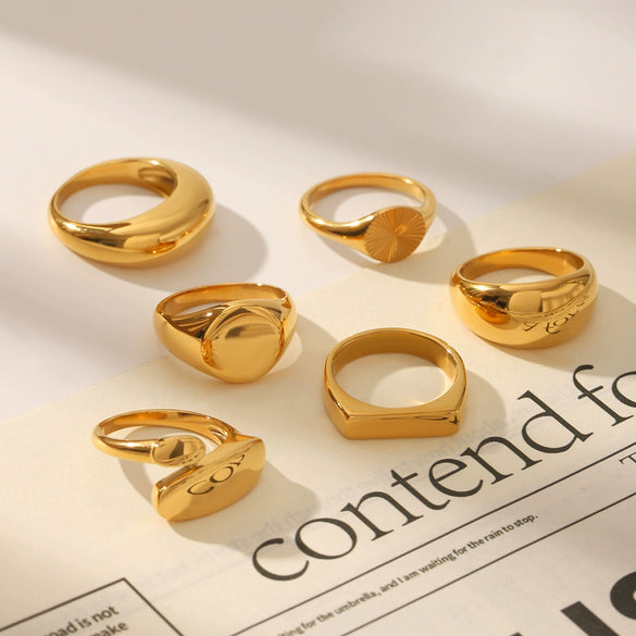 Wholesale Women's Light Luxury High End Geometric Stainless Steel Ring With Pvd Vacuum Plating