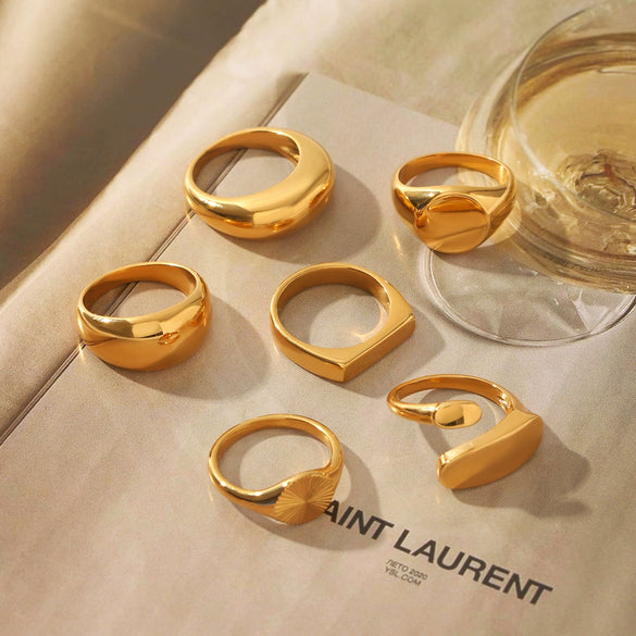 Wholesale Women's Light Luxury High End Geometric Stainless Steel Ring With Pvd Vacuum Plating