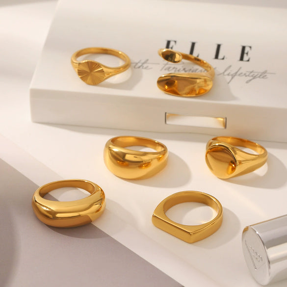 Wholesale Women's Light Luxury High End Geometric Stainless Steel Ring With Pvd Vacuum Plating