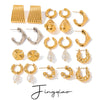 Wholesale Women's Light Luxury High End Stainless Steel Earrings With Geometric Shape And Pearl Electroplated