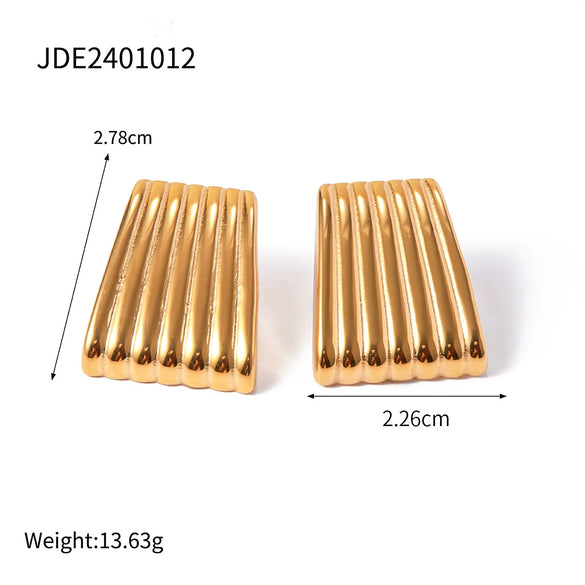 Wholesale Women's Light Luxury High End Stainless Steel Earrings With Geometric Shape And Pearl Electroplated