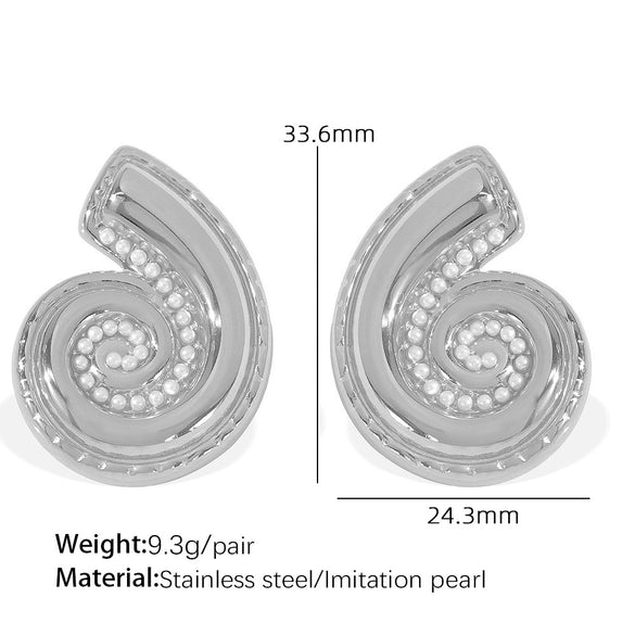 Wholesale Women's Light Luxury Highend Conch 316L Stainless Steel Electroplated Earrings