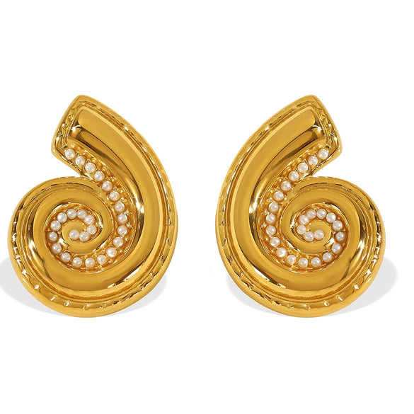 Wholesale Women's Light Luxury Highend Conch 316L Stainless Steel Electroplated Earrings