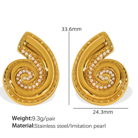 Wholesale Women's Light Luxury Highend Conch 316L Stainless Steel Electroplated Earrings