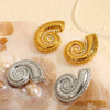 Wholesale Women's Light Luxury Highend Conch 316L Stainless Steel Electroplated Earrings