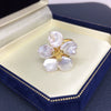Wholesale Women's Light Luxury Highend Copper Freshwater Pearl Ring With Specialshaped Baroque And Round Design