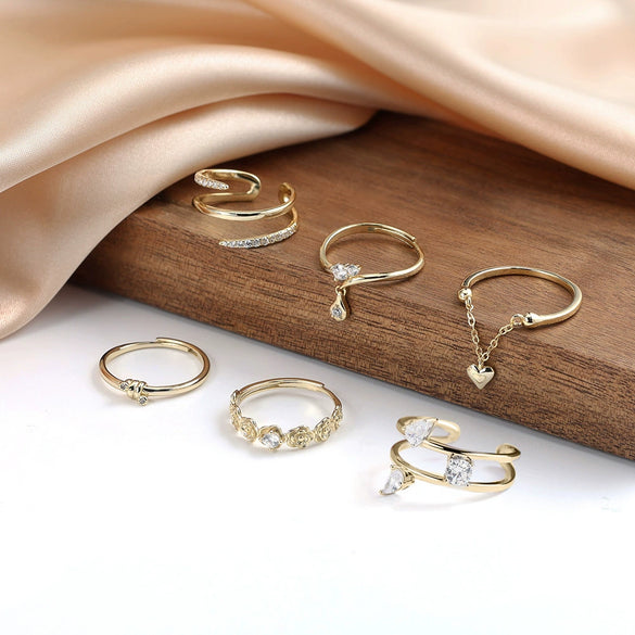 Wholesale Women's Light Luxury Highend Open Adjustable Geometric 925 Silver 14K Gold Plated Ring