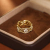 Wholesale Women's Light Luxury Highend Slightly Tipsy Camellia Copper Ring With Geometric And Flower Pattern Electroplating