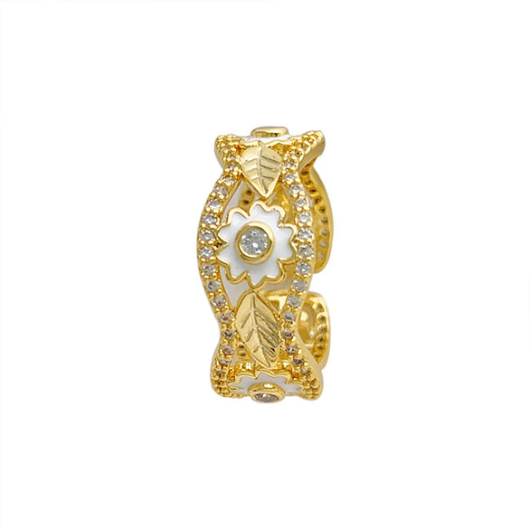 Wholesale Women's Light Luxury Highend Slightly Tipsy Camellia Copper Ring With Geometric And Flower Pattern Electroplating
