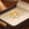 Wholesale Women's Light Luxury Highend Slightly Tipsy Camellia Copper Ring With Geometric And Flower Pattern Electroplating