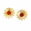Wholesale Women's Light Luxury Highend Stainless Steel And Titanium Steel Earrings With Geometric Flowers And Pearl Design Electroplated