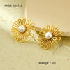 Wholesale Women's Light Luxury Highend Stainless Steel And Titanium Steel Earrings With Geometric Flowers And Pearl Design Electroplated