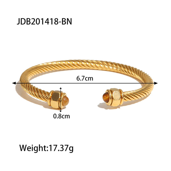 Wholesale Women's Light Luxury Highend Stainless Steel Bracelet With Amethyst Pearl Geometric Pattern Electroplated