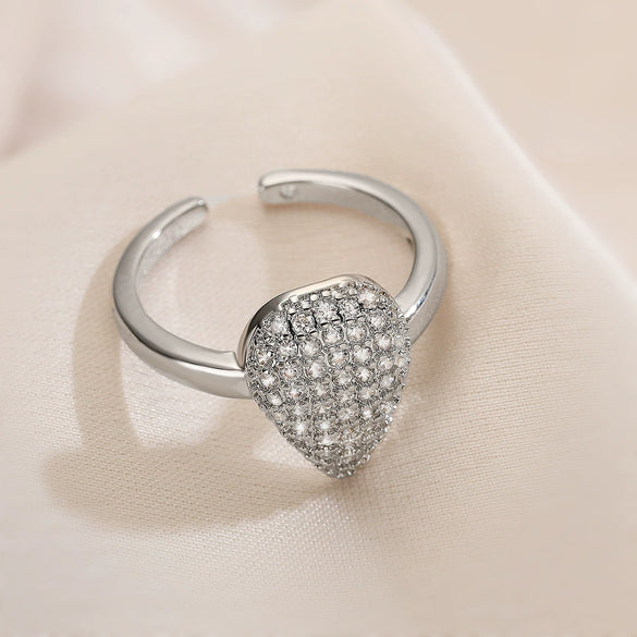 Wholesale Women's Light Luxury Highgrade Copper Geometric Opening Ring With Micropaved Zircon