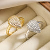 Wholesale Women's Light Luxury Highgrade Copper Geometric Opening Ring With Micropaved Zircon
