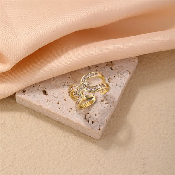 Wholesale Women's Light Luxury Hip Hop Style Copper Ring With Electroplating