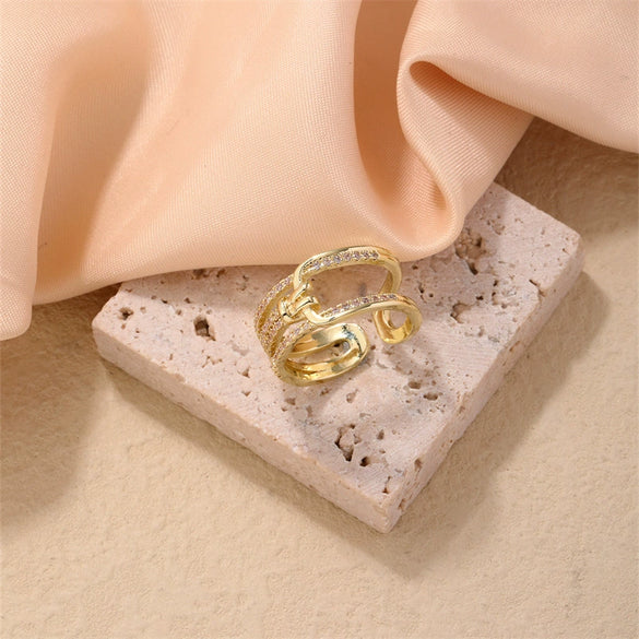 Wholesale Women's Light Luxury Hip Hop Style Copper Ring With Electroplating