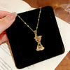 Wholesale Women's Light Luxury Hourglass Zircon Inlaid Copper Pendant Titanium Steel Water Wave Chain Necklace