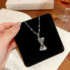 Wholesale Women's Light Luxury Hourglass Zircon Inlaid Copper Pendant Titanium Steel Water Wave Chain Necklace