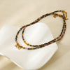 Wholesale Women's Light Luxury Ins Style Natural Tourmaline And Stainless Steel Geometric Beaded Stacked Necklace With Electroplating