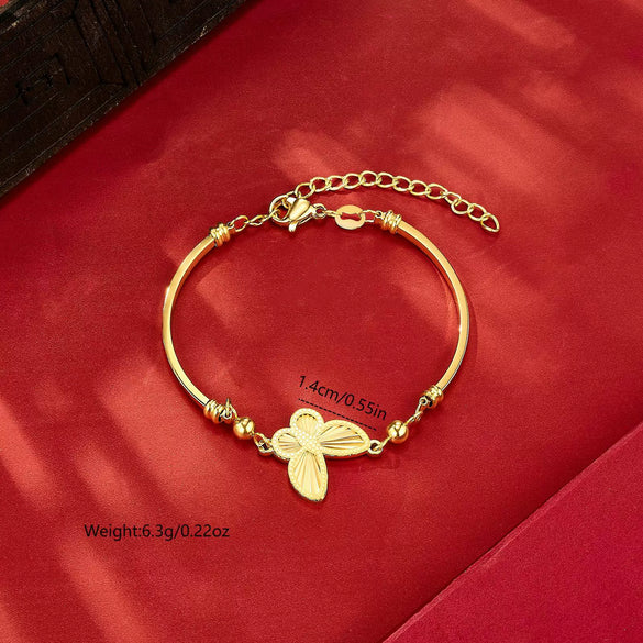 Wholesale Women's Light Luxury Insect Shaped 24K Gold Vacuum Plated Stainless Steel Bracelet