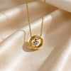 Wholesale Women's Light Luxury Irregular Geometric Heart Shape Stainless Steel Zircon Necklace With Vacuum Electroplating In Furnace