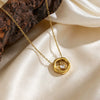 Wholesale Women's Light Luxury Irregular Geometric Heart Shape Stainless Steel Zircon Necklace With Vacuum Electroplating In Furnace