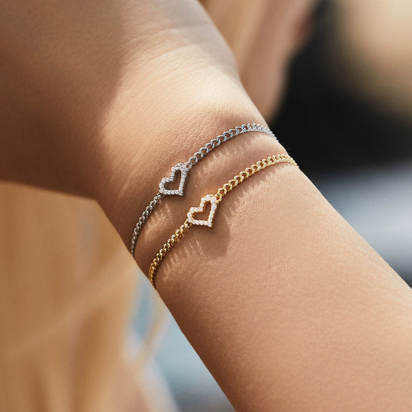 Wholesale Women's Light Luxury Irregular Heart Shaped S925 Sterling Silver Love Bracelet With Mosan Diamond
